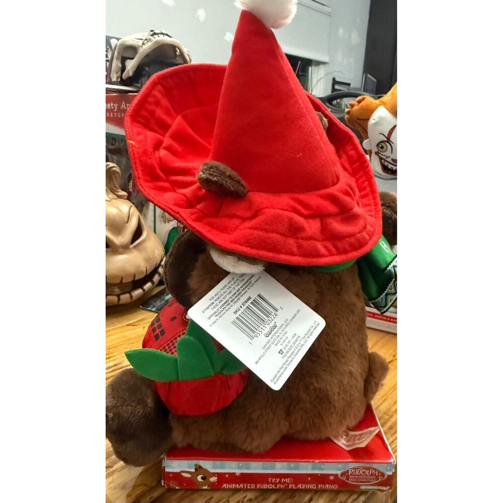 Dan Dee Animated Christmas Plush Rudolph the Red-Nosed Reindeer Sombrero Piano - Picture 3 of 12